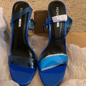 Women neon blue wedges
